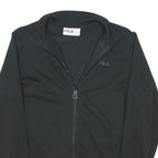 FILA Womens Black Zip Jacket M Cotton Blend Plain Sports Casual Lightweight