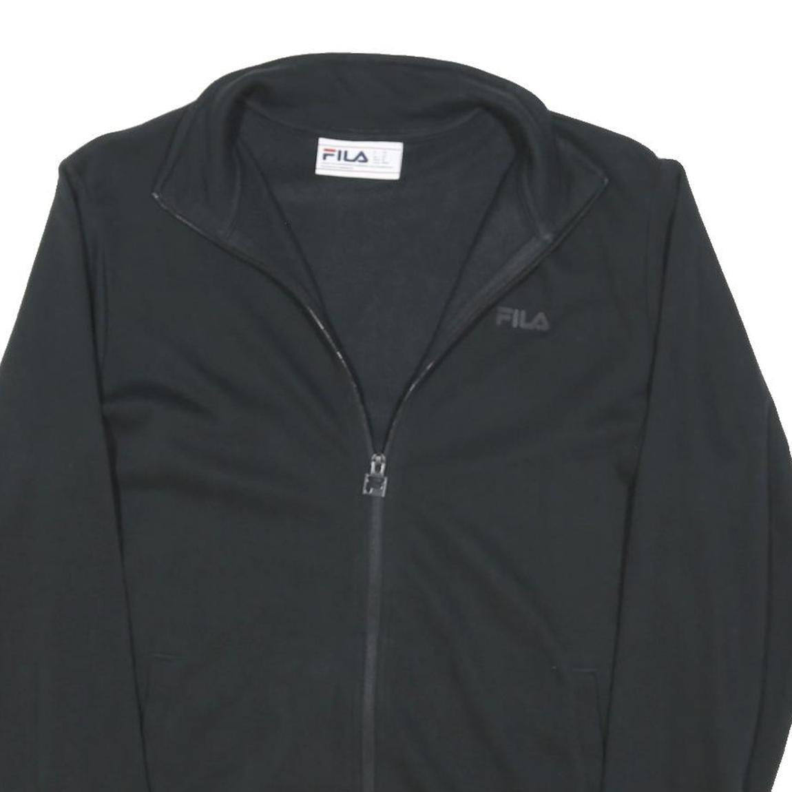 FILA Womens Black Zip Jacket M Cotton Blend Plain Sports Casual Lightweight