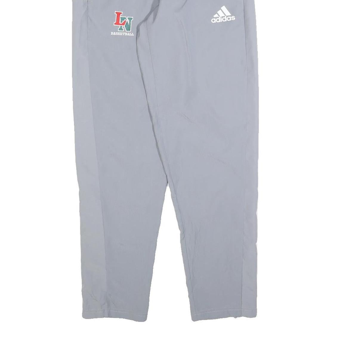 ADIDAS Mens Joggers Grey & White Regular Tapered S W24 L30 Basketball Logo
