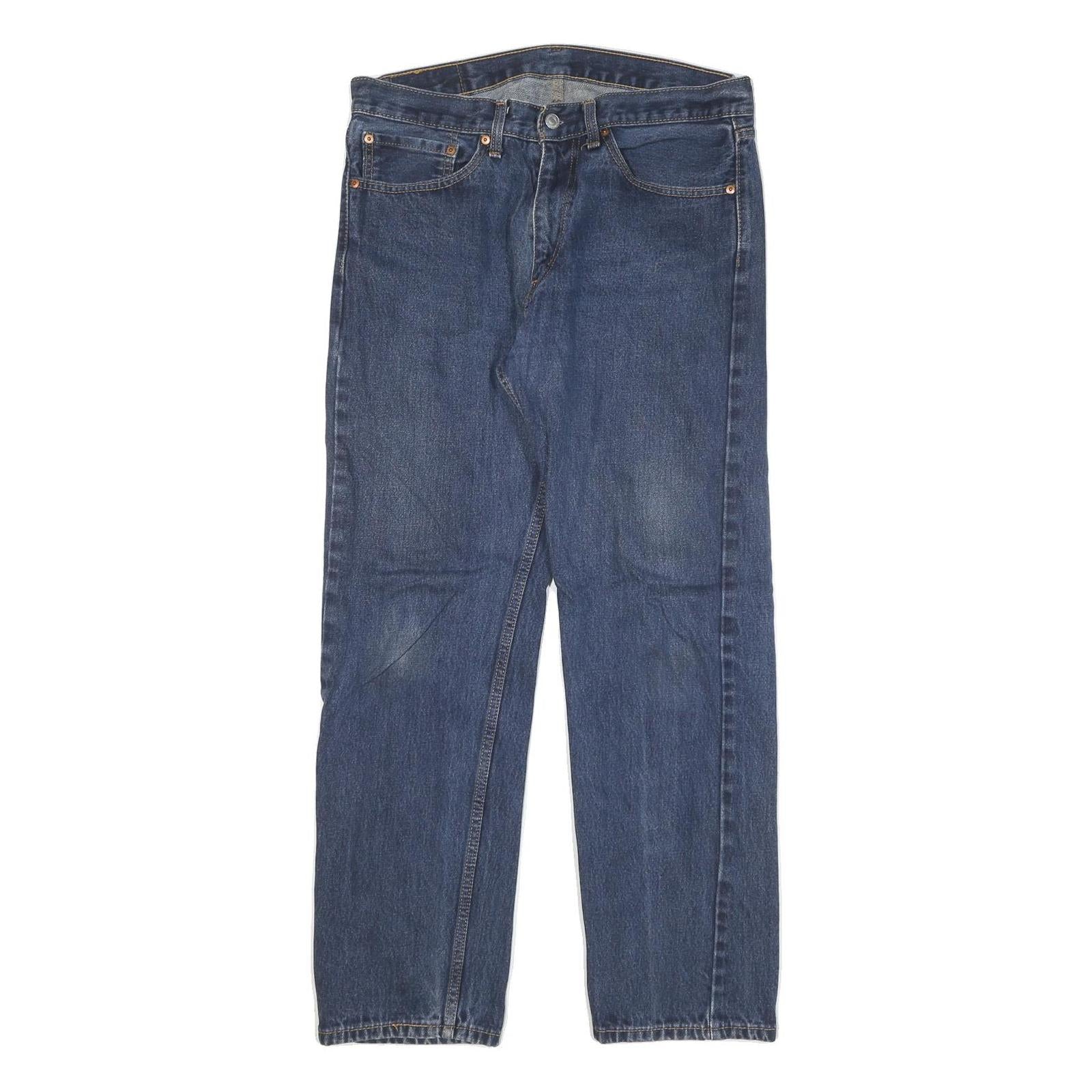 LEVI'S 505 Mens Jeans Blue Regular Straight Denim Medium W34 L32 Classic Fit Zip