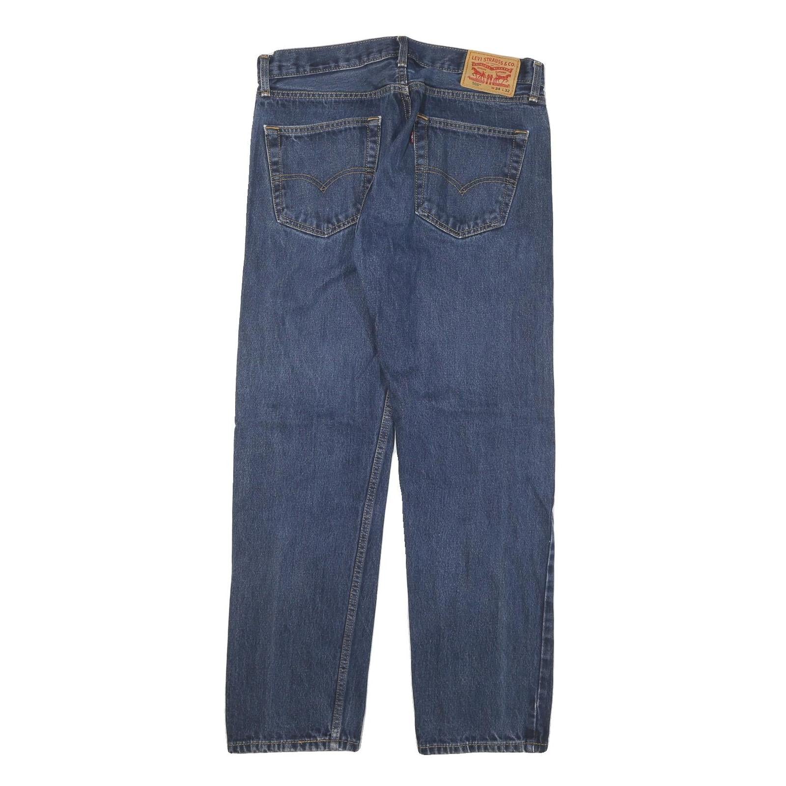 LEVI'S 505 Mens Jeans Blue Regular Straight Denim Medium W34 L32 Classic Fit Zip