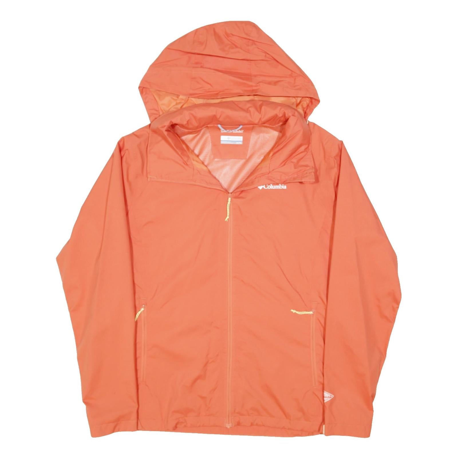 COLUMBIA Womens Orange Zip Hooded Outdoor Jacket XL Polyester Plain Lightweight