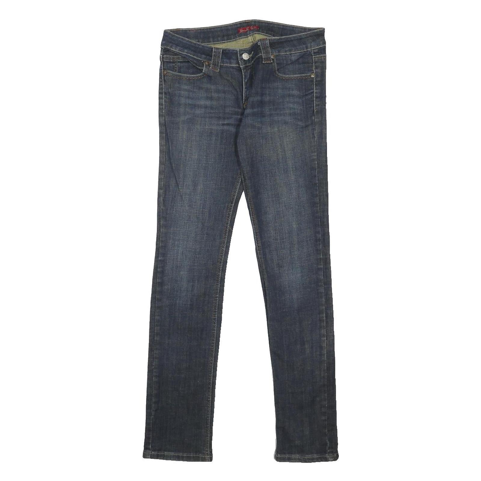 SEVEN 7 Womens Slim Blue Denim Slim Jeans Cotton Blend W30 L31 Stylish Zip