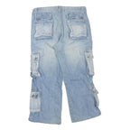 GNJ Mens Regular Fit Blue Cargo Cotton Blend Jeans W36 L26 Pockets Zip Closure