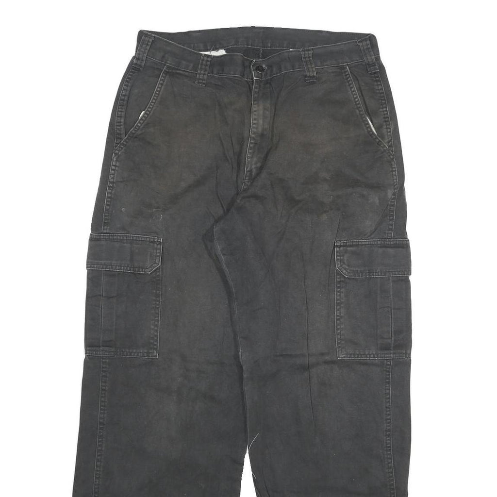 DICKIES Mens Black Regular Fit Straight Denim Jeans W32 L32 Cargo Pockets Zip