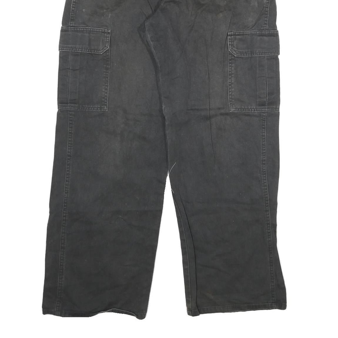 DICKIES Mens Black Regular Fit Straight Denim Jeans W32 L32 Cargo Pockets Zip