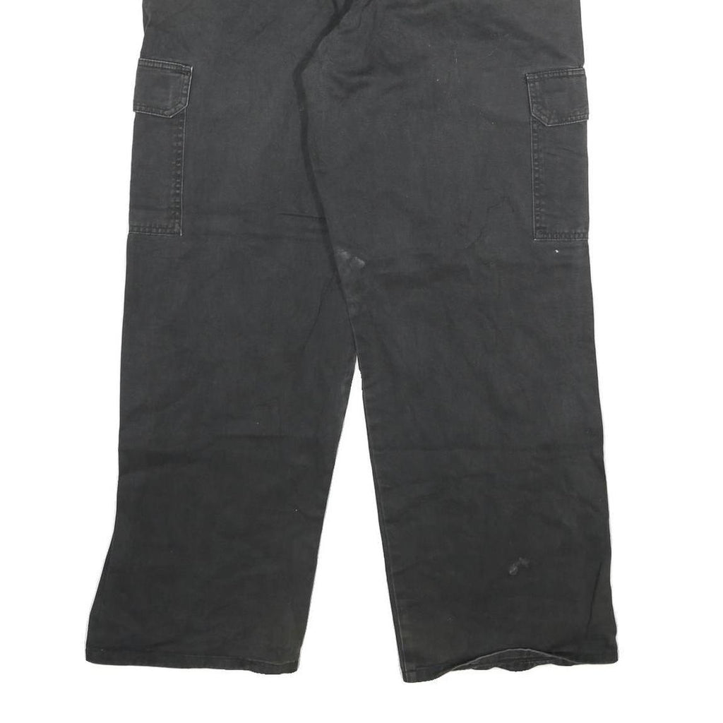 DICKIES Mens Black Regular Fit Straight Denim Jeans W32 L32 Cargo Pockets Zip