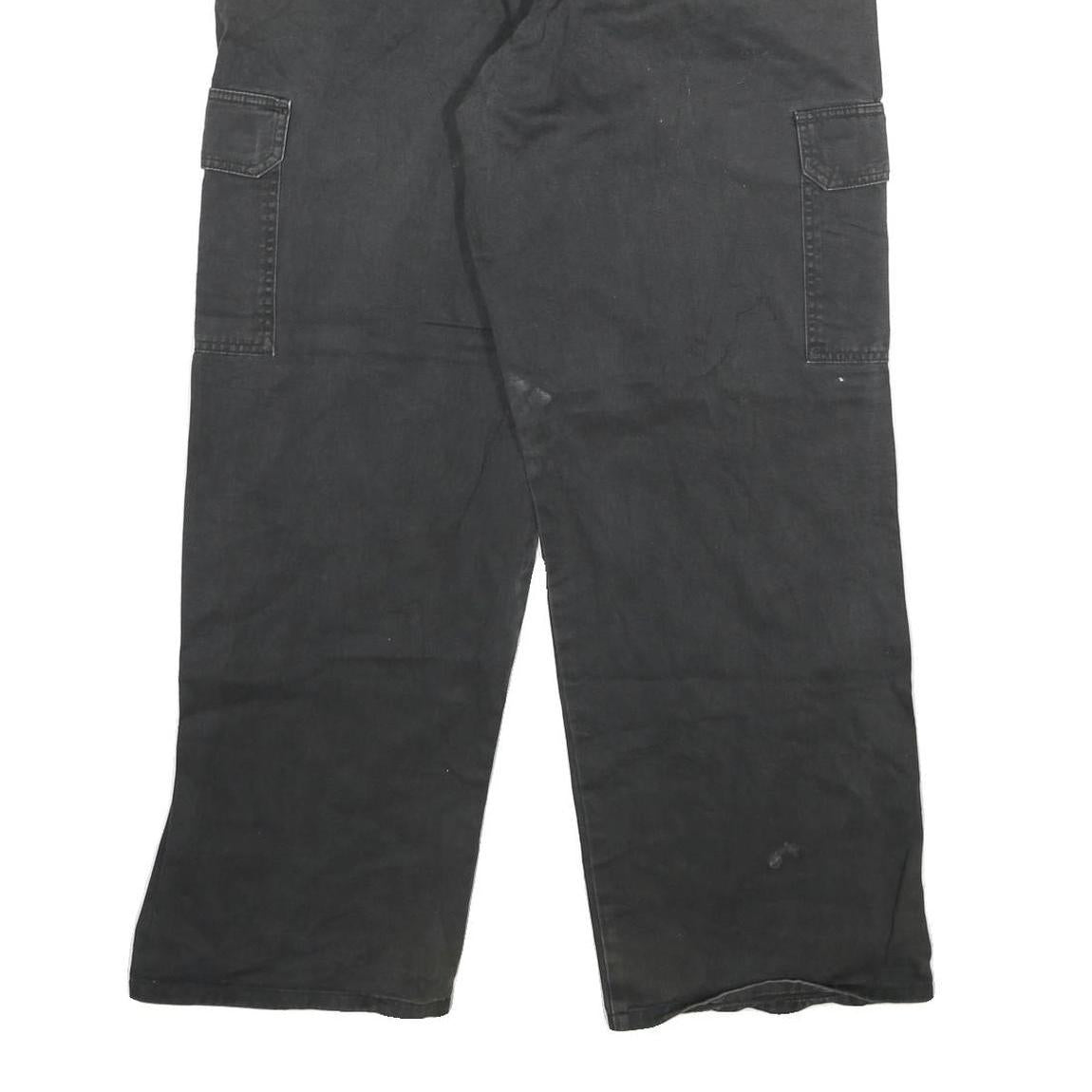 DICKIES Mens Black Regular Fit Straight Denim Jeans W32 L32 Cargo Pockets Zip