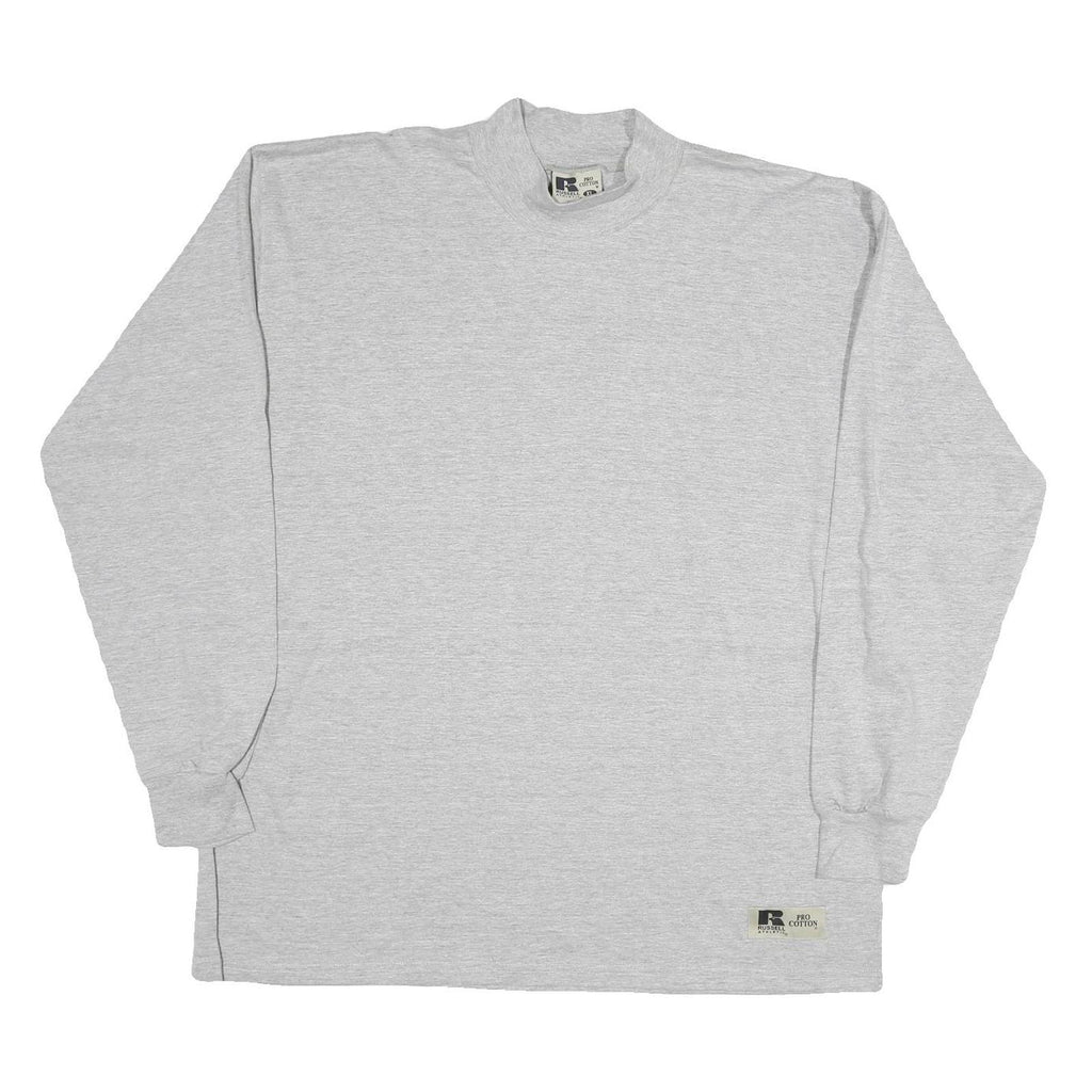 RUSSELL ATHLETIC Mens Grey Long Sleeve Crew Neck T-Shirt XL Plain Cotton Casual