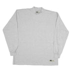 RUSSELL ATHLETIC Mens Grey Long Sleeve Crew Neck T-Shirt XL Plain Cotton Casual