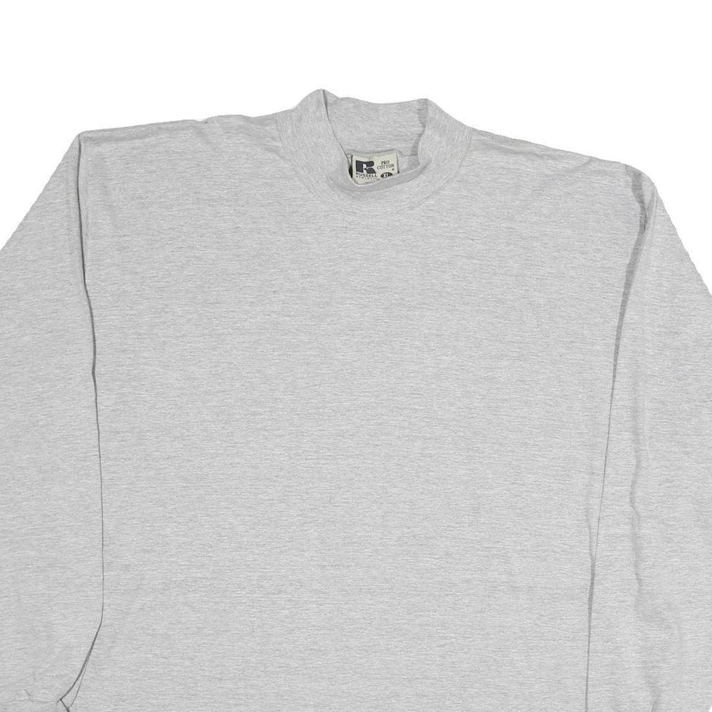 RUSSELL ATHLETIC Mens Grey Long Sleeve Crew Neck T-Shirt XL Plain Cotton Casual