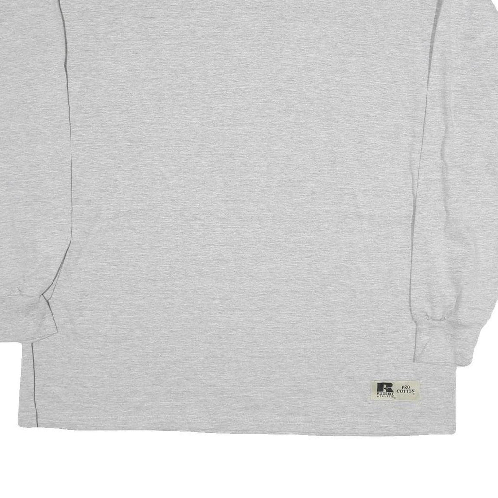 RUSSELL ATHLETIC Mens Grey Long Sleeve Crew Neck T-Shirt XL Plain Cotton Casual