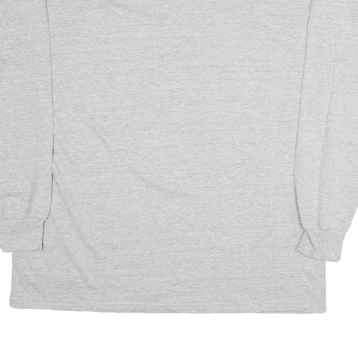 RUSSELL ATHLETIC Mens Grey Long Sleeve Crew Neck T-Shirt XL Plain Cotton Casual