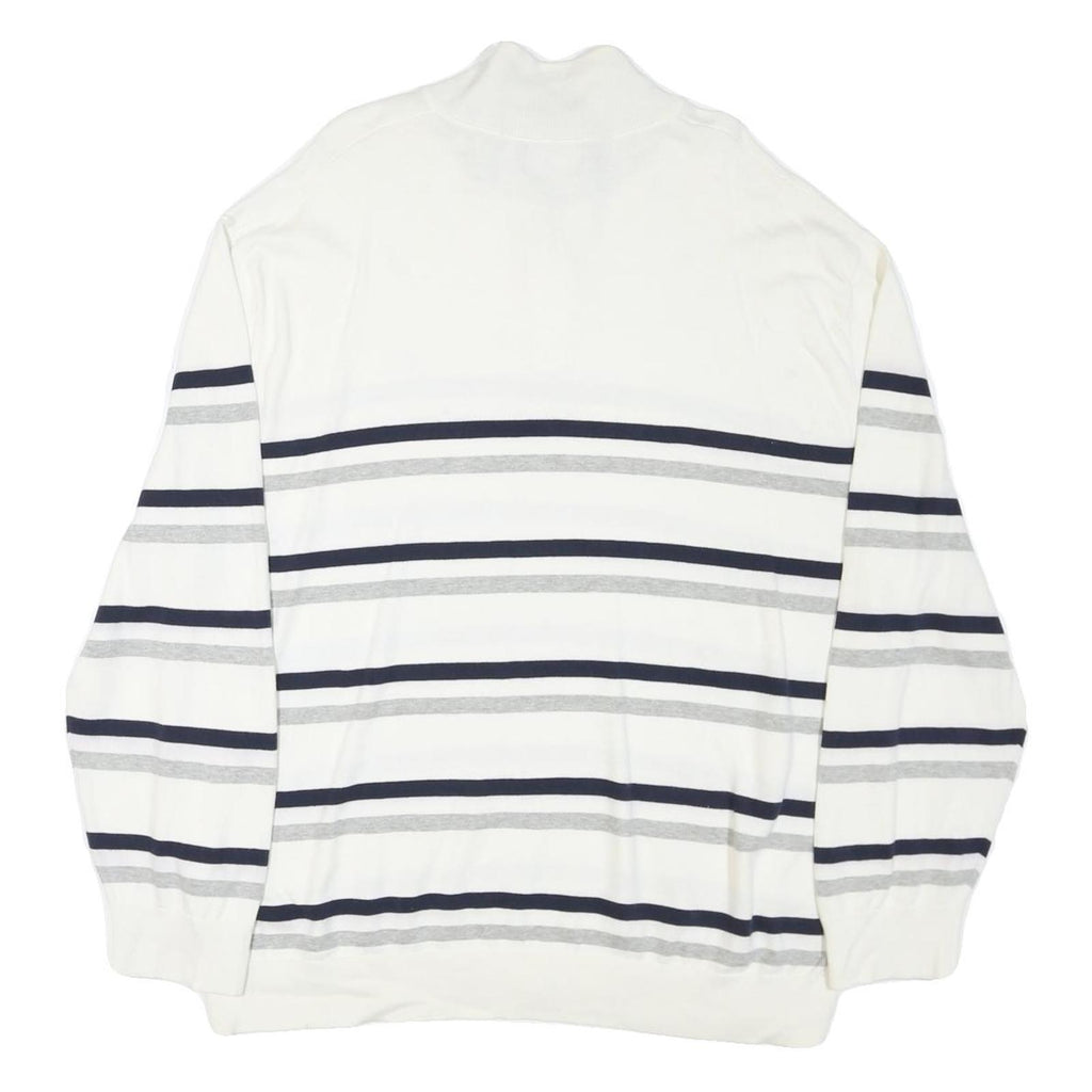 NAUTICA Mens White & Grey Striped Pattern Pullover Crew Neck Basic Knit XL