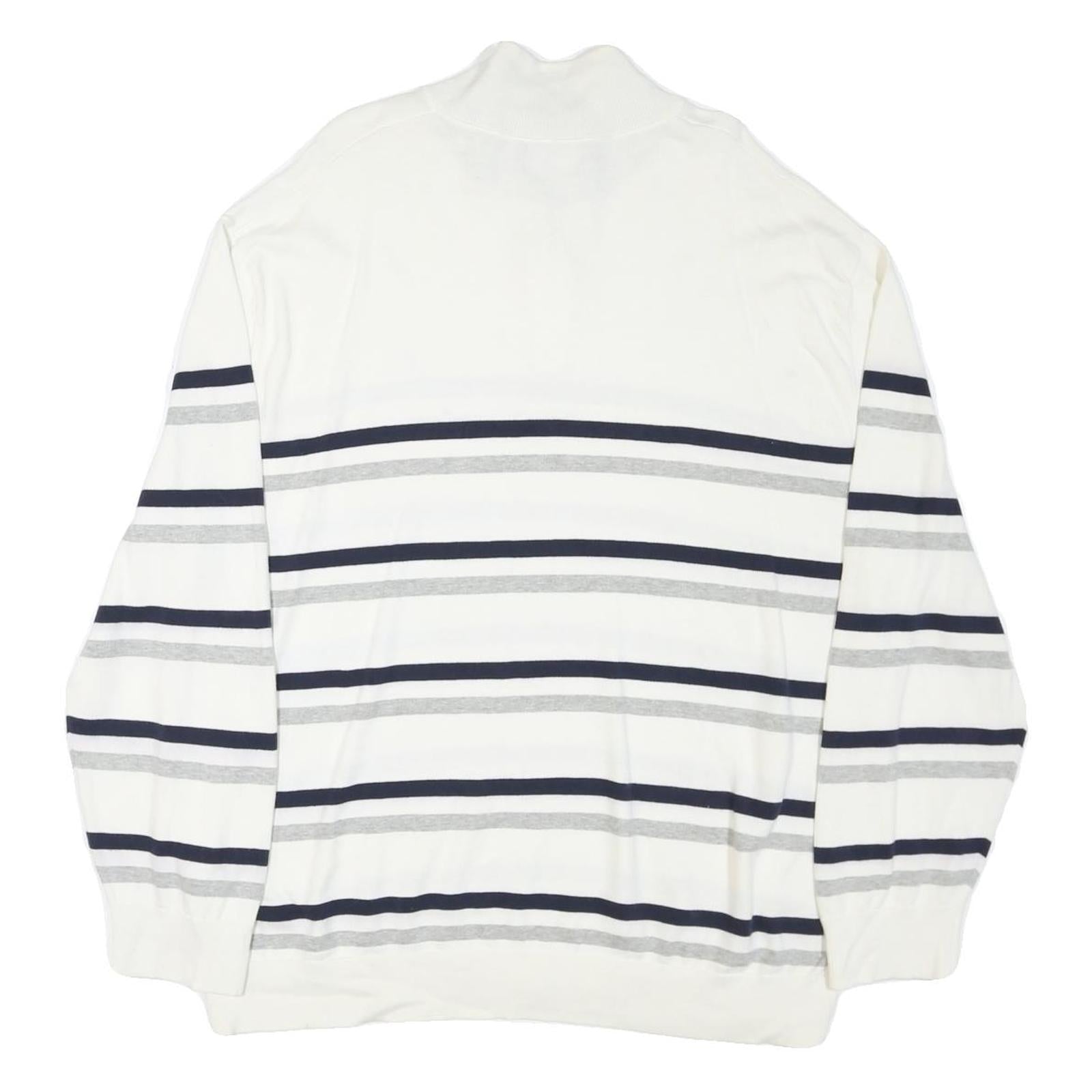 NAUTICA Mens White & Grey Striped Pattern Pullover Crew Neck Basic Knit XL