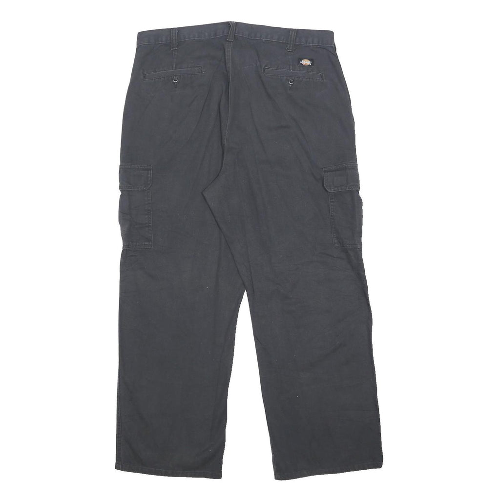 DICKIES Mens Cotton Black Relaxed Cargo Trousers W38 L32 Workwear Casual