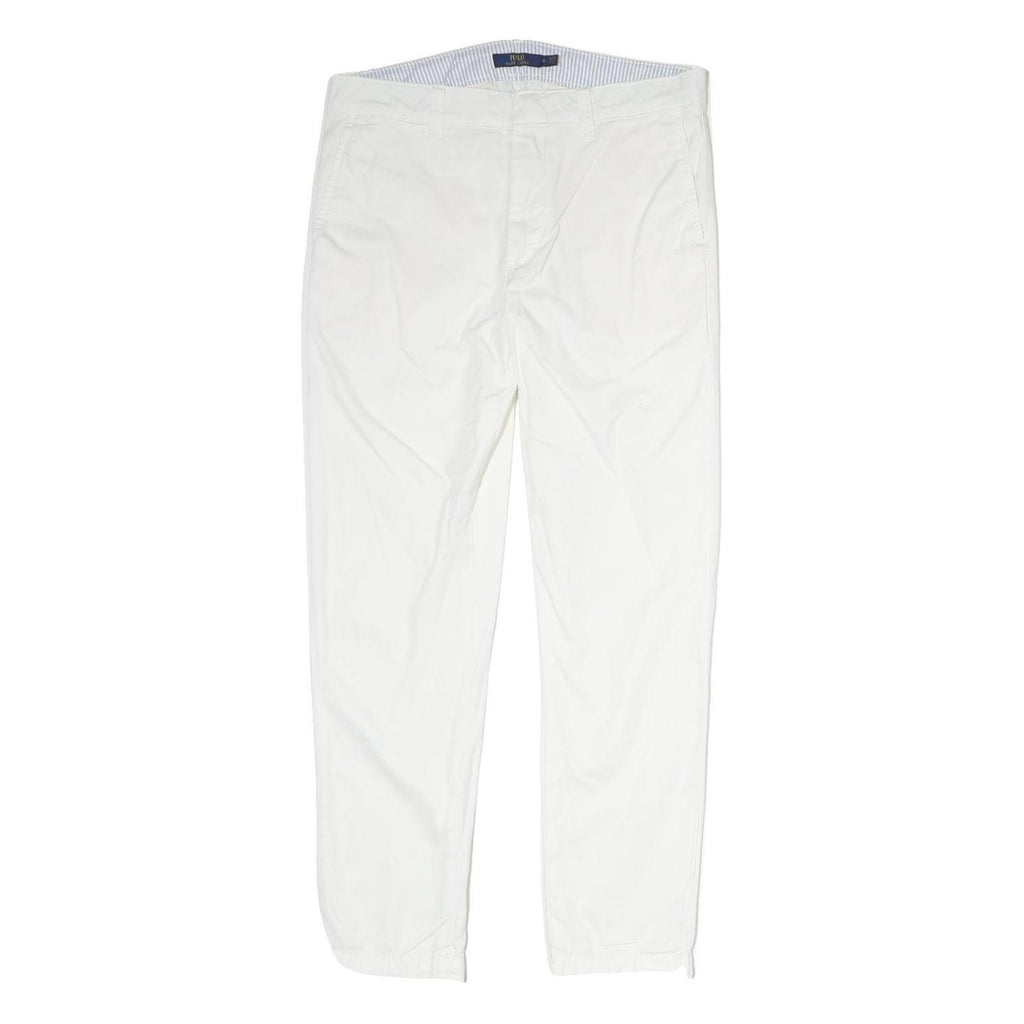 POLO RALPH LAUREN Womens Cotton Blend White Regular Fit Straight Trousers W32