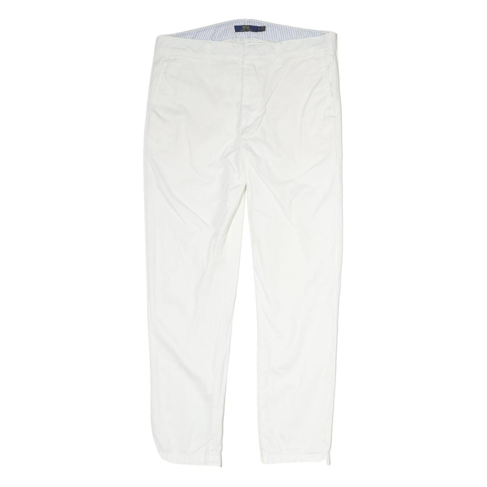 POLO RALPH LAUREN Womens Cotton Blend White Regular Fit Straight Trousers W32