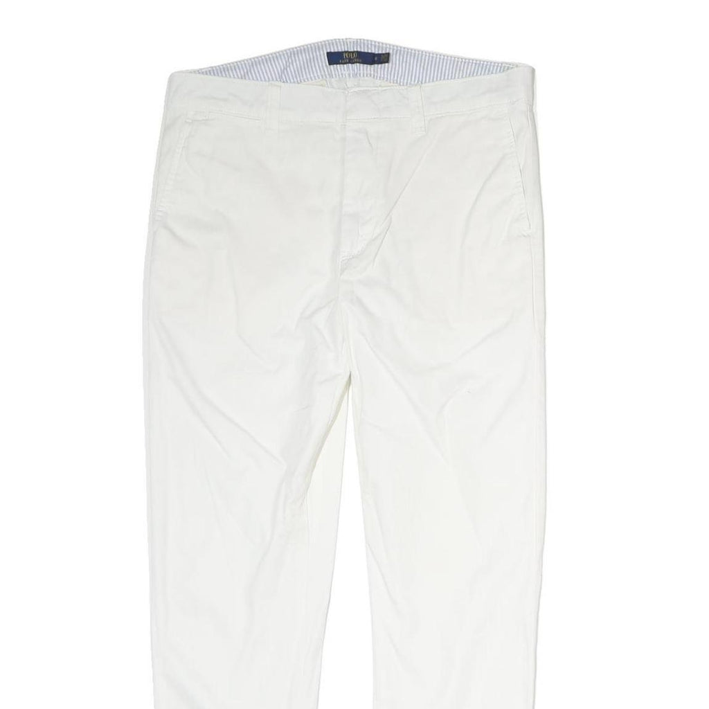 POLO RALPH LAUREN Womens Cotton Blend White Regular Fit Straight Trousers W32
