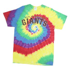 GILDAN Mens Yellow & Rainbow Tie Dye San Francisco Giants Graphic Short Sleeve