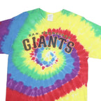 GILDAN Mens Yellow & Rainbow Tie Dye San Francisco Giants Graphic Short Sleeve