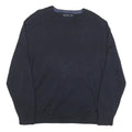 NAUTICA Mens Navy Blue Plain Cotton Blend Crew Neck Basic Knit Jumper XL