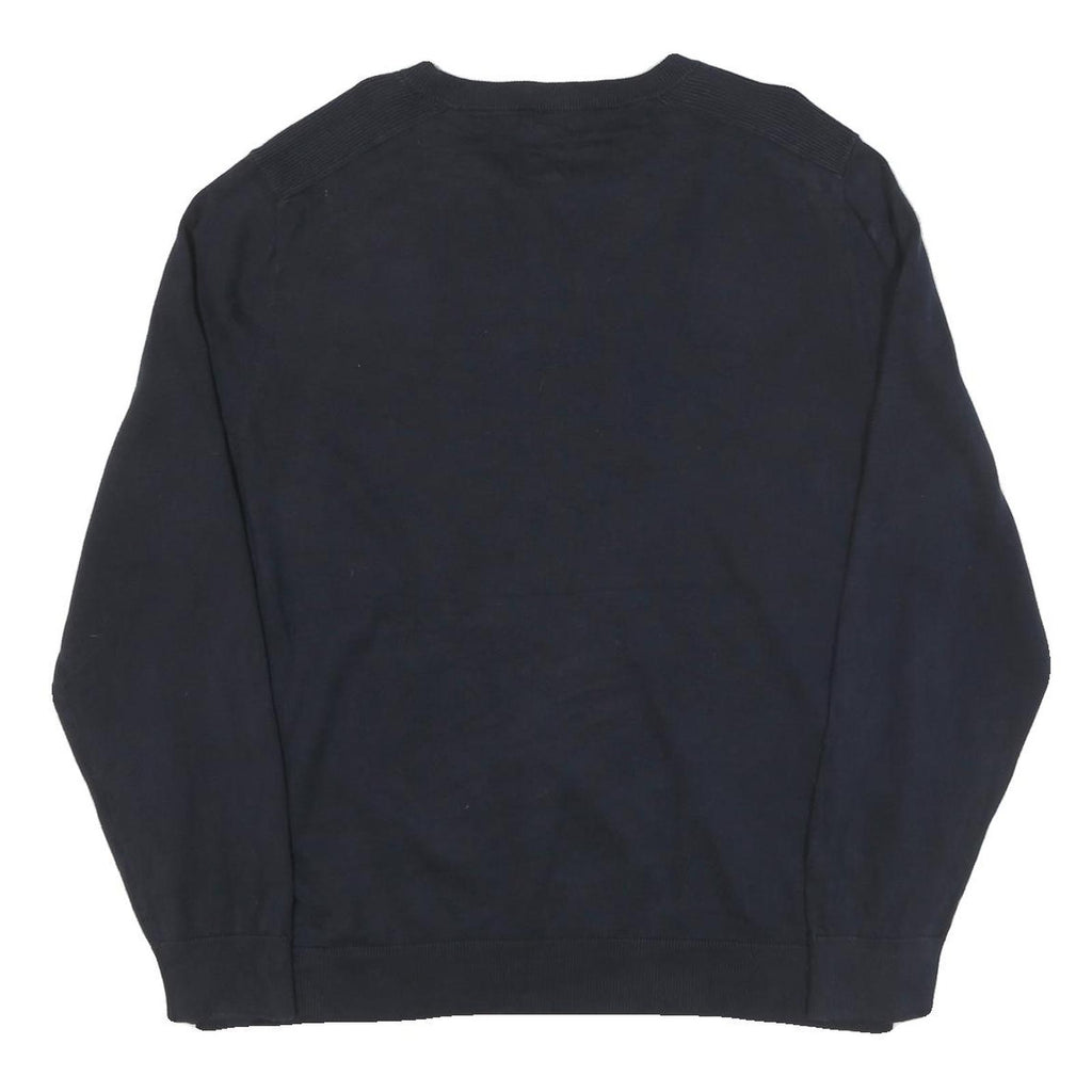 NAUTICA Mens Navy Blue Plain Cotton Blend Crew Neck Basic Knit Jumper XL