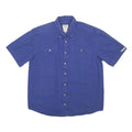 SCHMIDT Mens Blue Shirt L Cotton Short Sleeve Button Casual Classic