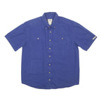 SCHMIDT Mens Blue Shirt L Cotton Short Sleeve Button Casual Classic