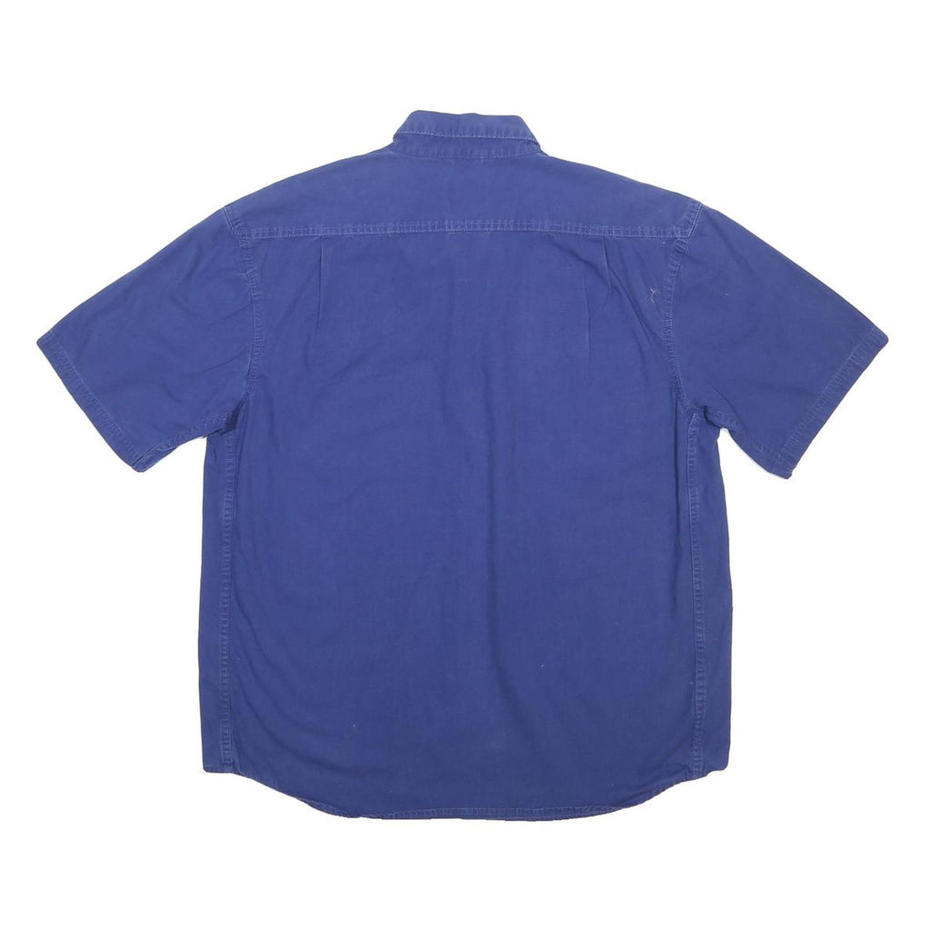 SCHMIDT Mens Blue Shirt L Cotton Short Sleeve Button Casual Classic