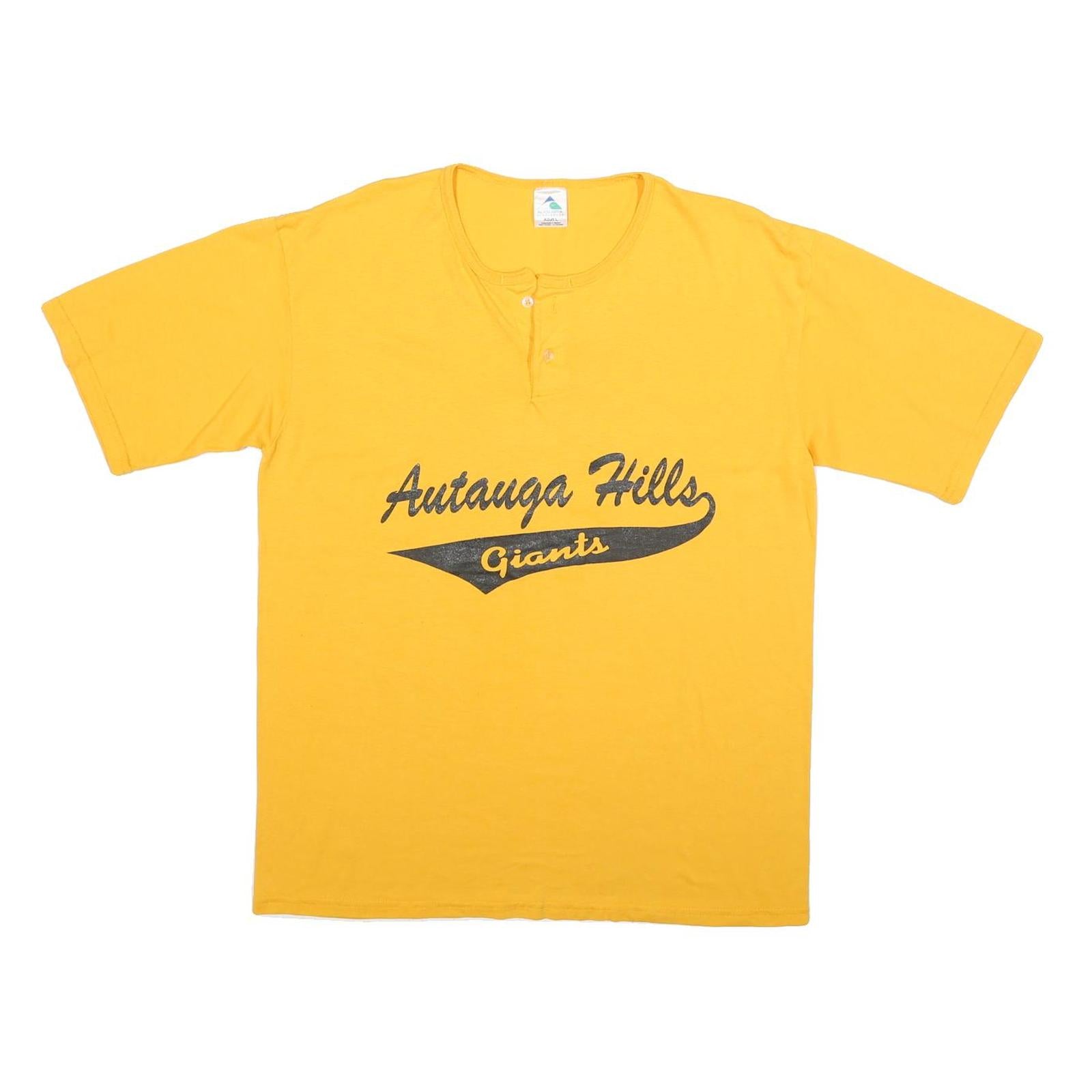 AUGUSTA Mens Yellow & Black Autauga Hills Giants Graphic T-Shirt L Short Sleeve