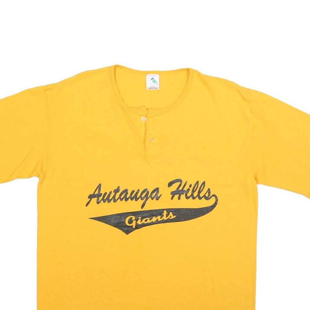 AUGUSTA Mens Yellow & Black Autauga Hills Giants Graphic T-Shirt L Short Sleeve