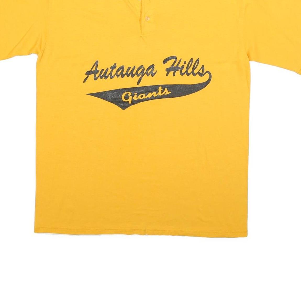 AUGUSTA Mens Yellow & Black Autauga Hills Giants Graphic T-Shirt L Short Sleeve