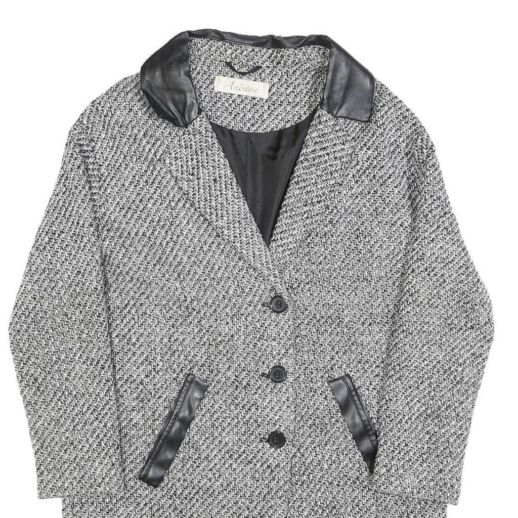 ANISTON Womens Black & White Wool Blend Button Jacket UK 14 Tweed Smart