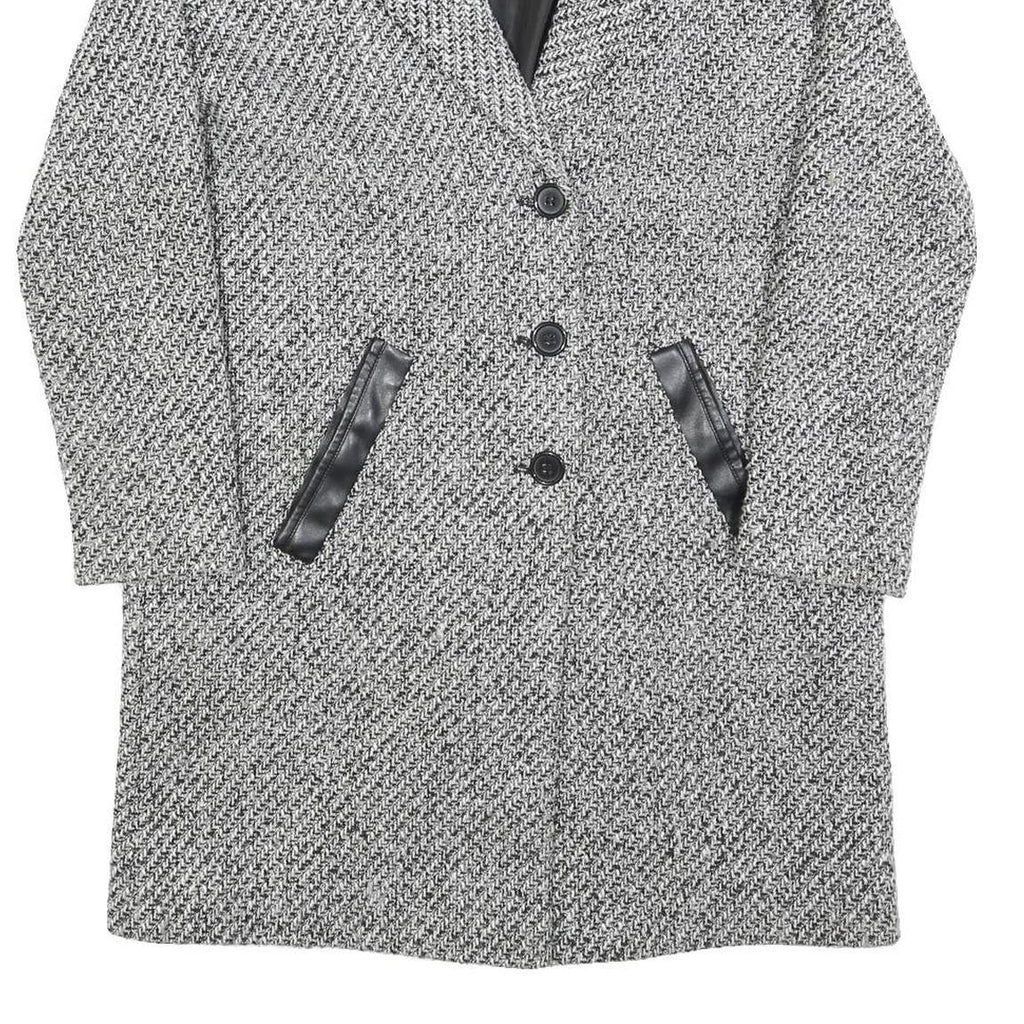 ANISTON Womens Black & White Wool Blend Button Jacket UK 14 Tweed Smart