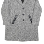 ANISTON Womens Black & White Wool Blend Button Jacket UK 14 Tweed Smart