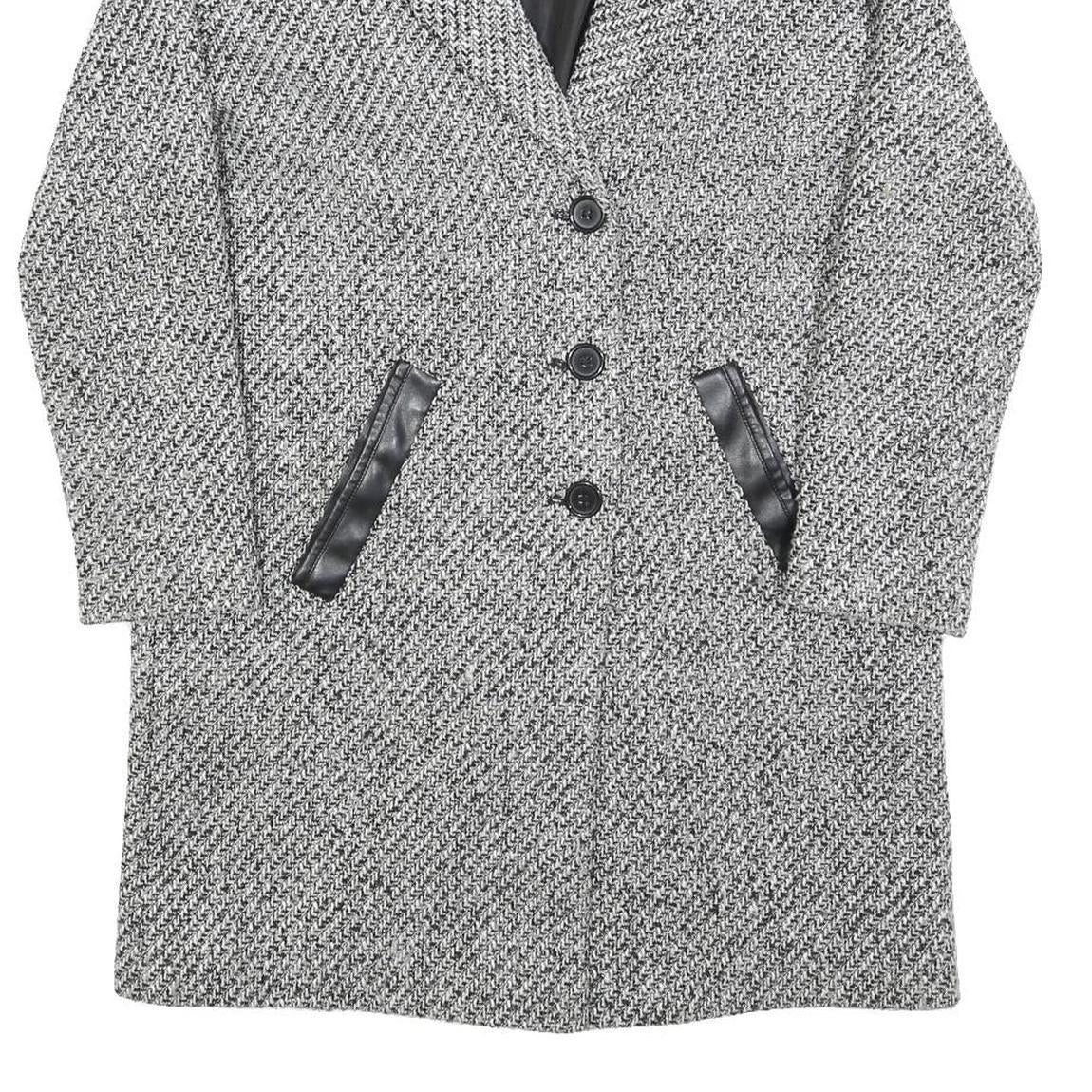 ANISTON Womens Black & White Wool Blend Button Jacket UK 14 Tweed Smart