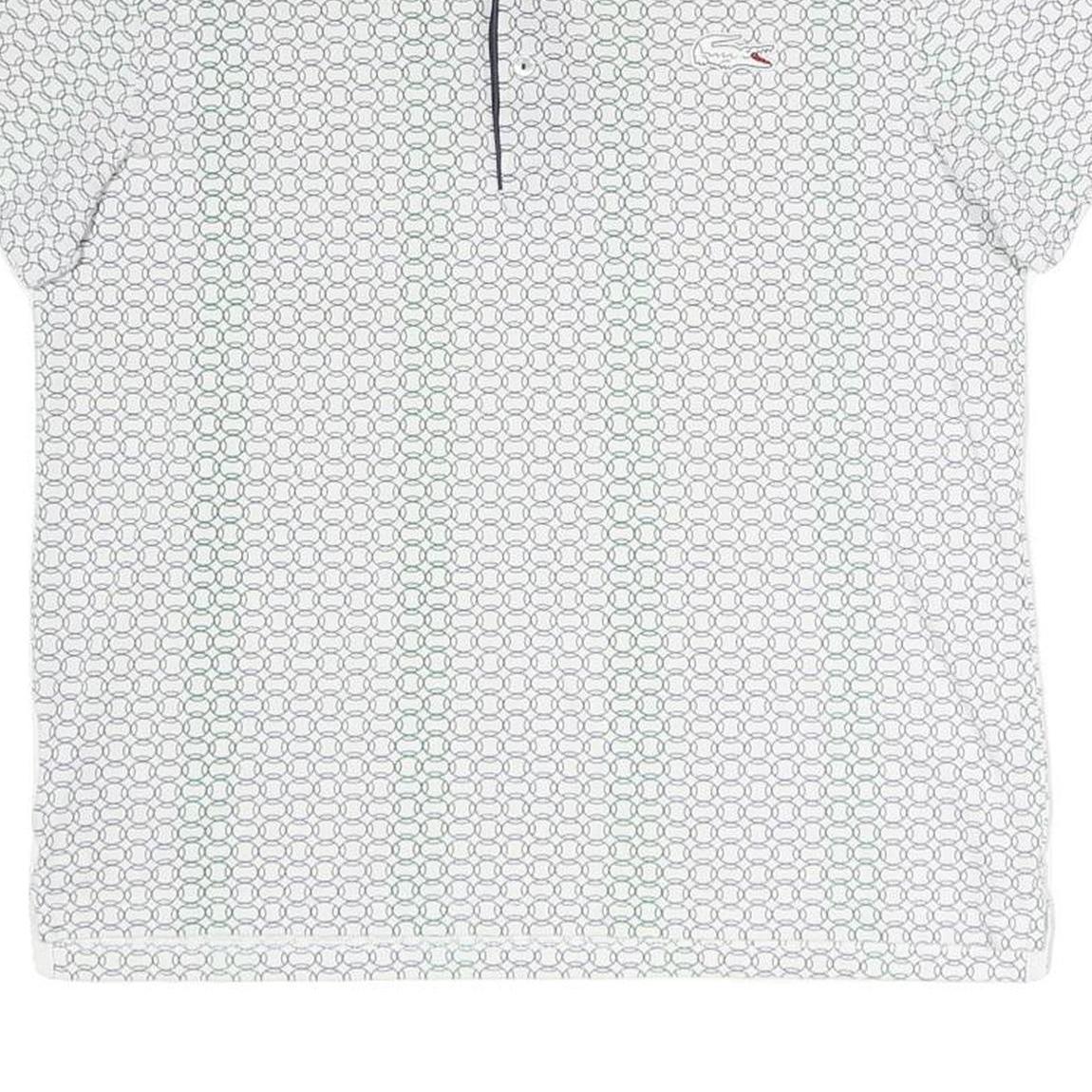 LACOSTE Mens White & Navy Blue Short Sleeve Polo Shirt M Cotton Blend Classic