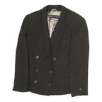 EMPORIO ARMANI Womens Black Button Cotton Blend Jacket M Plain Classic Tailored