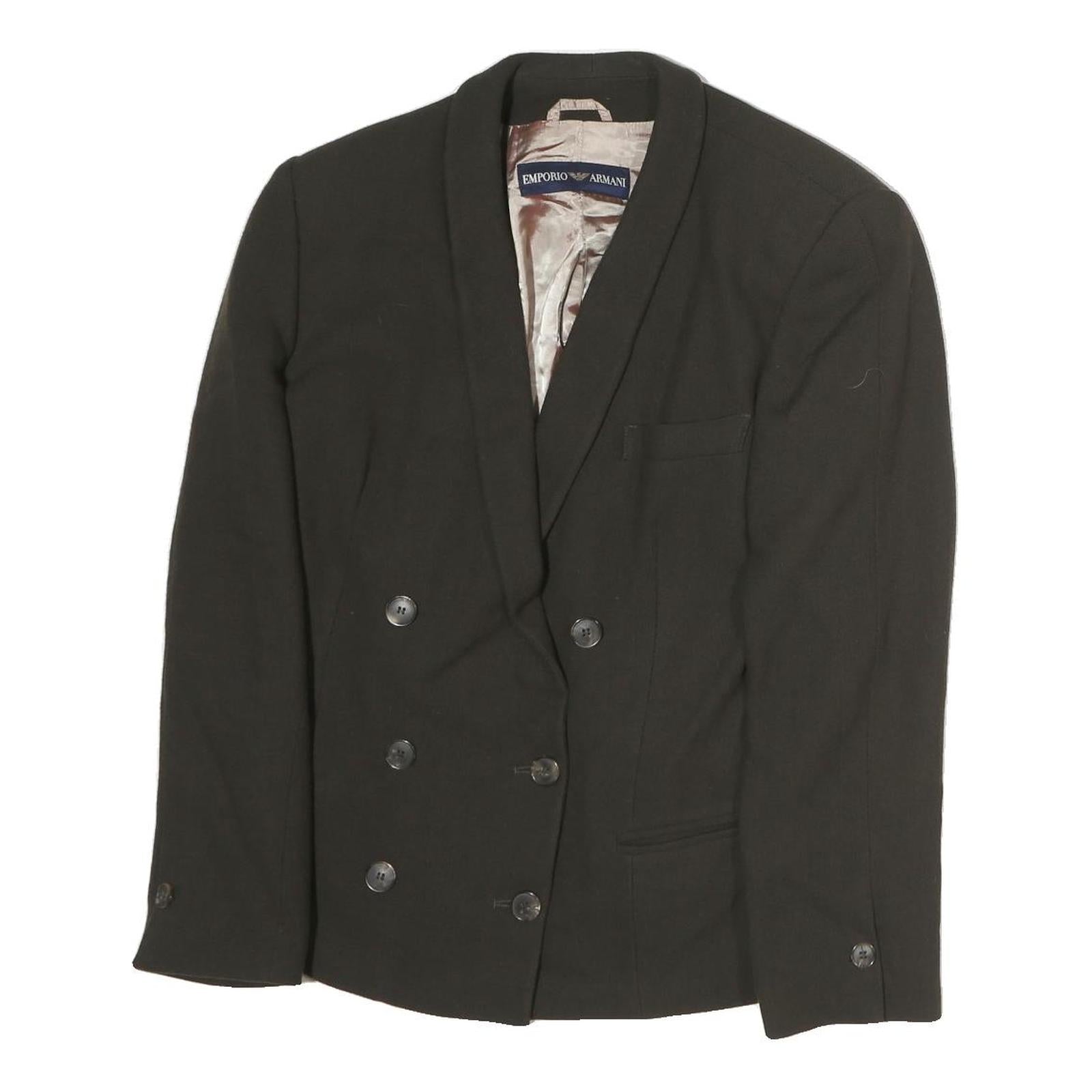 EMPORIO ARMANI Womens Black Button Cotton Blend Jacket M Plain Classic Tailored