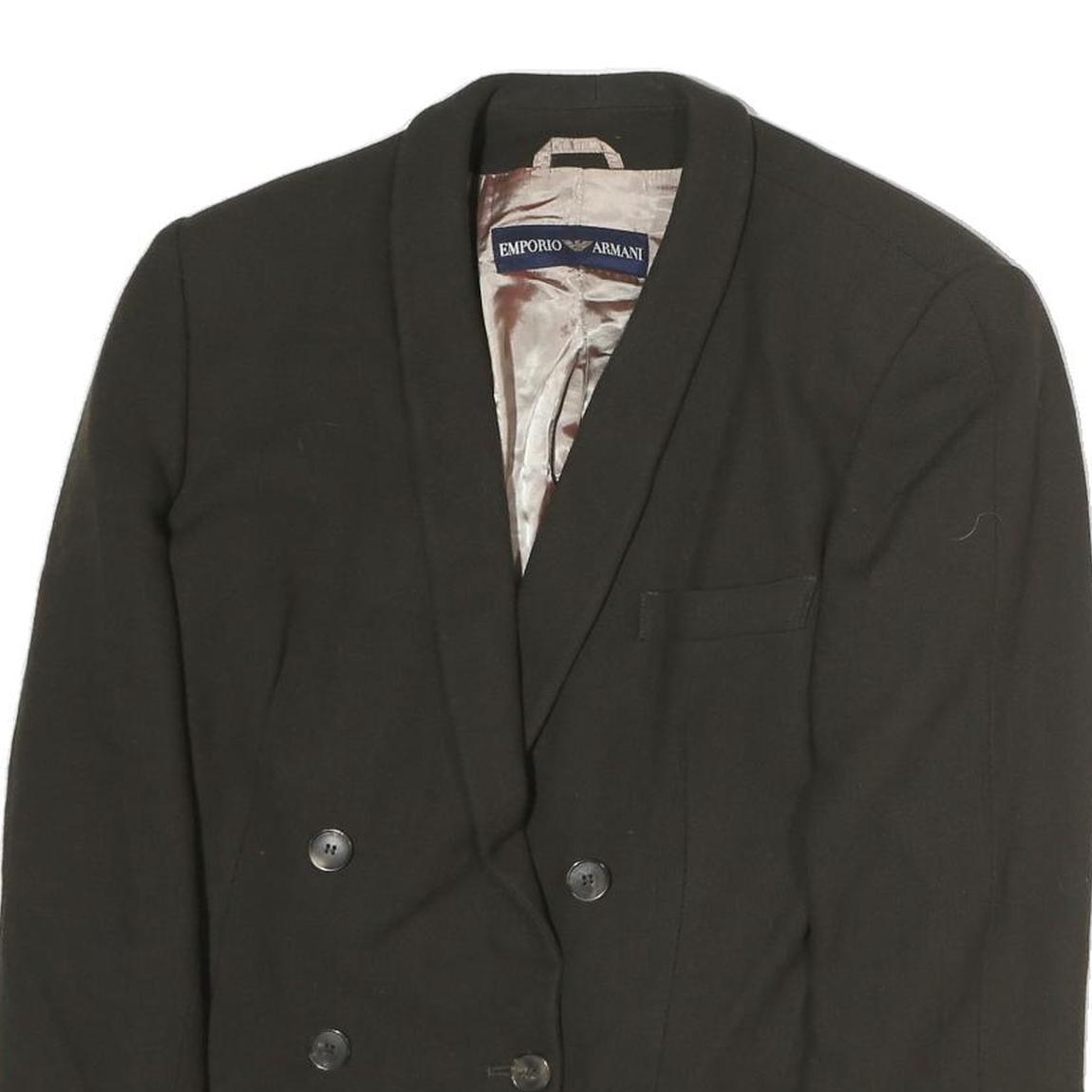 EMPORIO ARMANI Womens Black Button Cotton Blend Jacket M Plain Classic Tailored