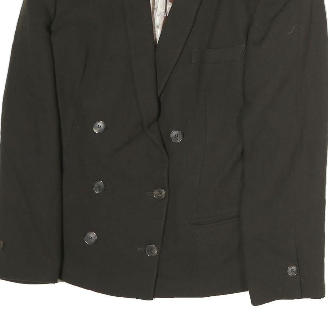 EMPORIO ARMANI Womens Black Button Cotton Blend Jacket M Plain Classic Tailored