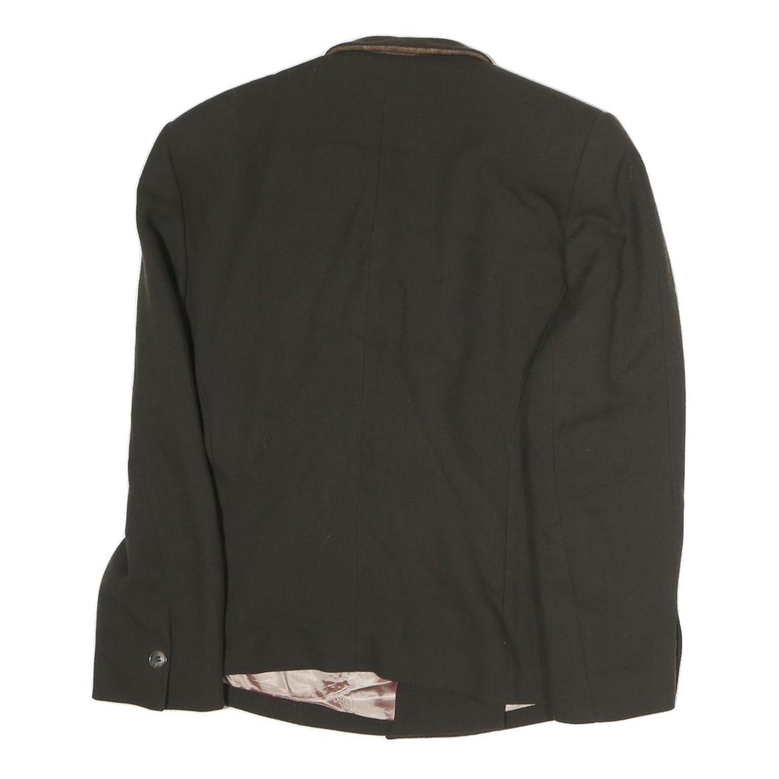 EMPORIO ARMANI Womens Black Button Cotton Blend Jacket M Plain Classic Tailored