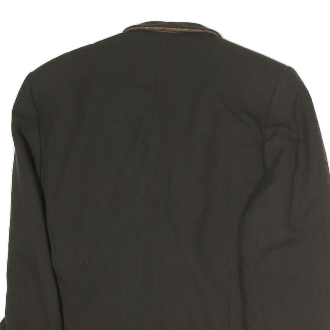 EMPORIO ARMANI Womens Black Button Cotton Blend Jacket M Plain Classic Tailored