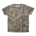 Mens Beige Camouflage T-Shirt L Short Sleeve Crew Neck Outdoor Nature