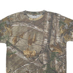 Mens Beige Camouflage T-Shirt L Short Sleeve Crew Neck Outdoor Nature