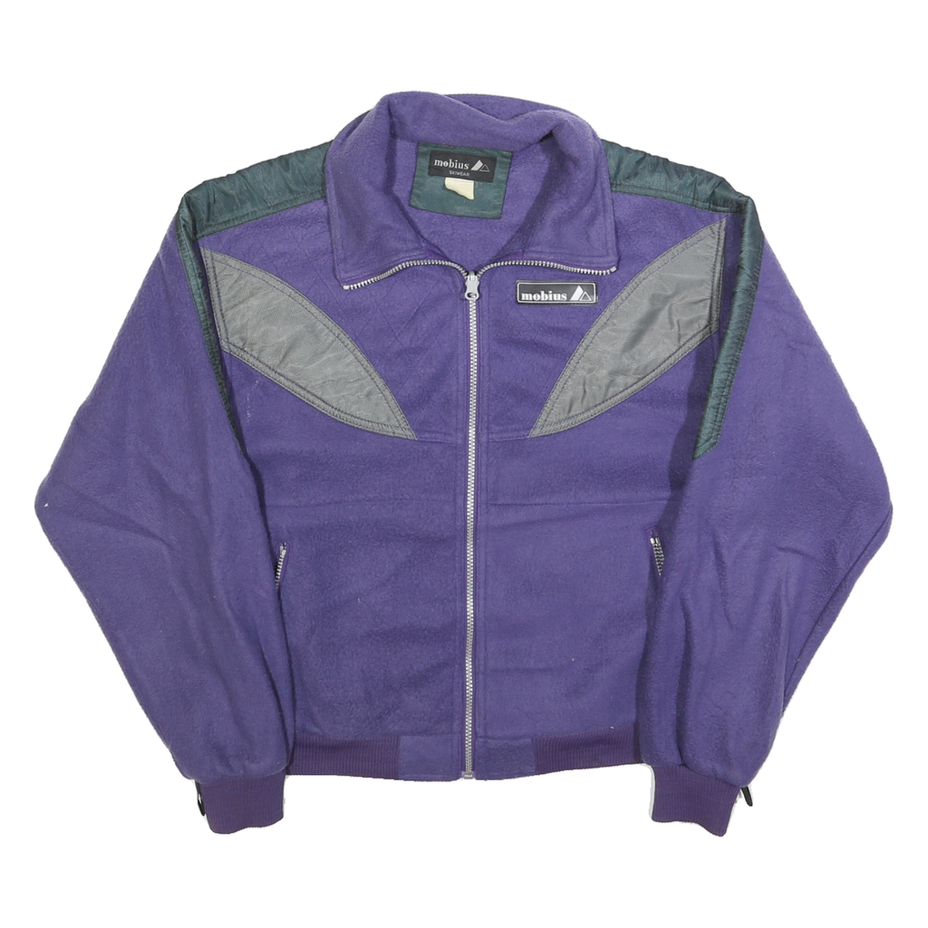 MOBIUS Womens Purple & Grey Patterned Zip Up Jumper Polyester M Fleece Casual