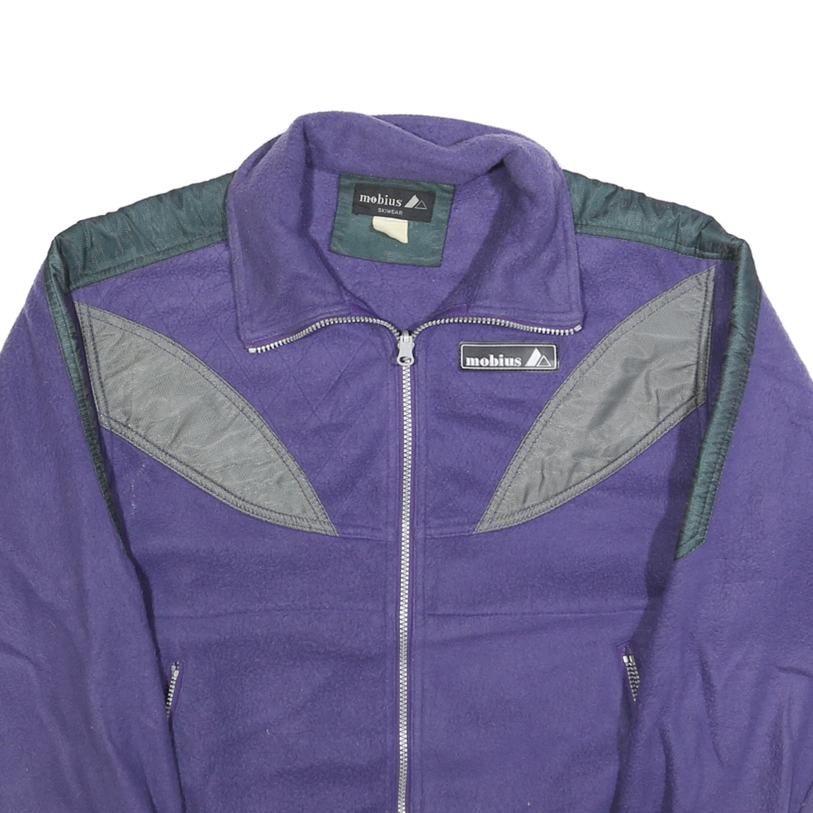 MOBIUS Womens Purple & Grey Patterned Zip Up Jumper Polyester M Fleece Casual