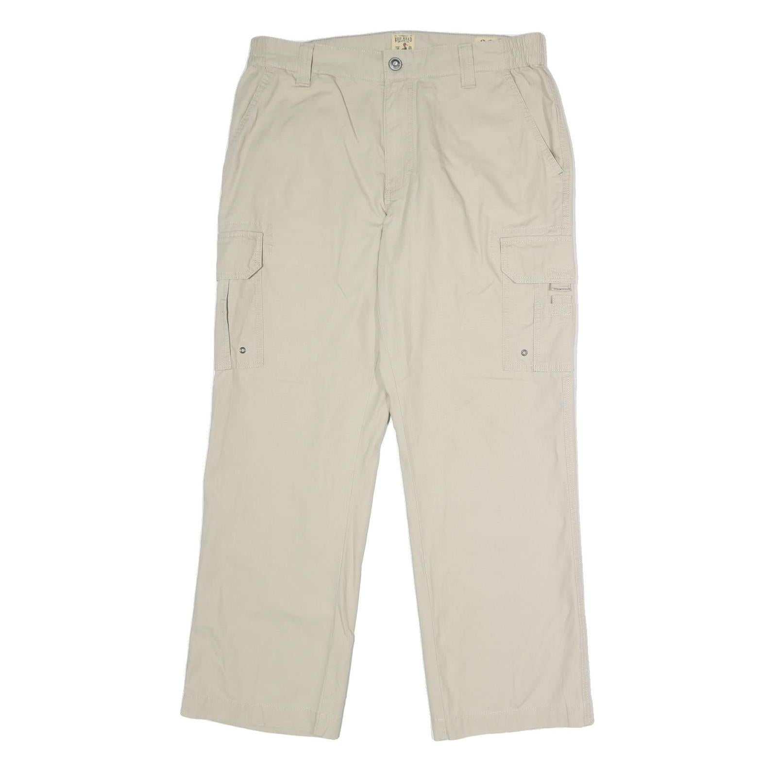 RED HEAD Mens Cotton Beige Regular Cargo Trousers W36 L30 Utility Casual