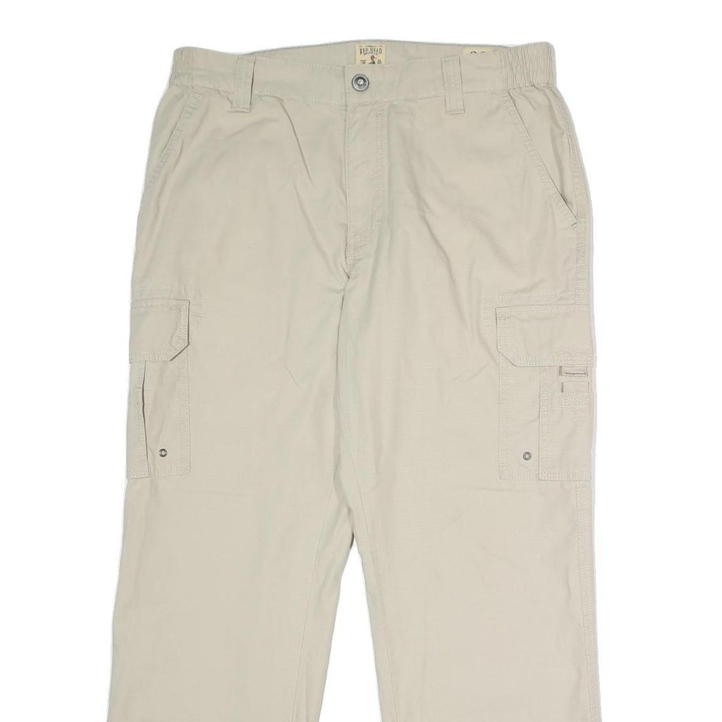 RED HEAD Mens Cotton Beige Regular Cargo Trousers W36 L30 Utility Casual